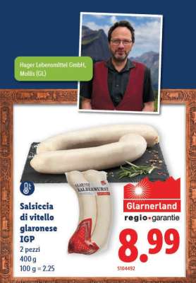Salsiccia di vitello glaronese IGP