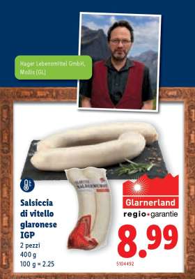 Salsiccia di vitello glaronese IGP