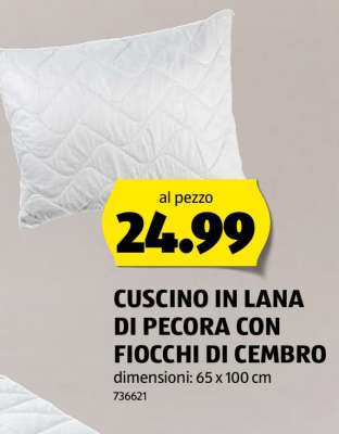 CUSCINO IN LANA DI PECORA CON FIOCCHI DI CEMBRO