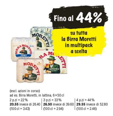 Birra Moretti in multipack a scelta