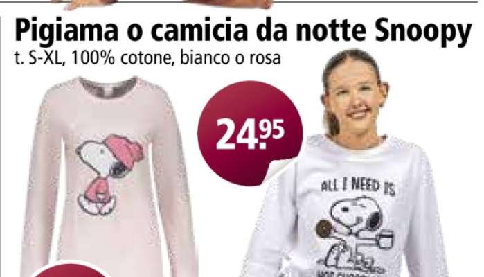Pigiama o camicia da notte Snoopy