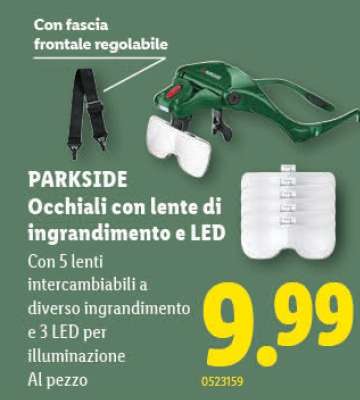 PARKSIDE Occhiali con lente di ingrandimento e LED