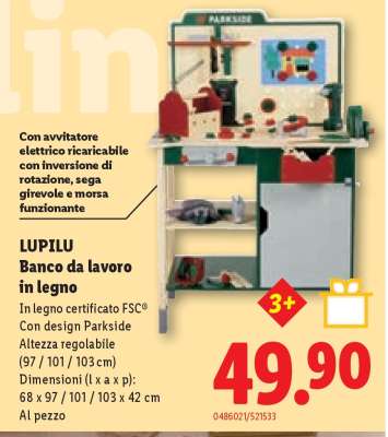 LUPILU Banco da lavoro in legno