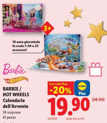 BARBIE / HOT WHEELS Calendario dell’Avvento